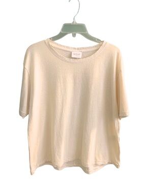 2/$30 WRAP London Butter Yellow Cream Hemp Cotton Tee Medium Lagenlook Basics